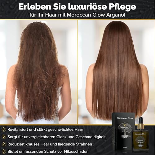 Moroccan Glow Aceite de argán orgánico prensado en frío – Cuidado del cabello para cabello seco y rizos – Sérum de aceite para el cabello contra puntas abiertas, cuero cabelludo y humedad – Aceite - imagen 5