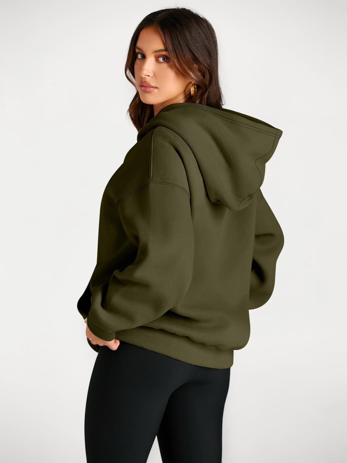 Trendy Queen Womens Oversized Hoodies Fleece Sweatshirts Fall Fashion Pullover Sweaters Winter Clothes: Army Green Large