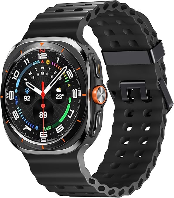 Image of CERLINK Ocean Silicone Sport Bands For Samsung Galaxy Watch Ultra 47MM Band, Adjustable Breathable Soft Waterproof Strap For Galaxy Watch 7 Ultra