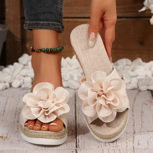 Womens Espadrilles Wedge Sandals Platform Slide Sandals Wedges Heels Beach Slippers Comfort Summer Ankle Strap Open Toe Buckle Sandal Flatform Slip On Walking Shoes Bohemian Slides4