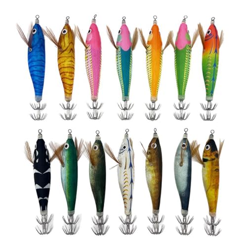 Leurres de pêche en forme de pieuvre Lot de 14 appâts artificiels pour crevettes