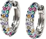 Pendientes hipoalergénicos, pequeños pendientes de aro de oro y plata perforados para mujeres con circonitas cúbicas, regalos de moda, blancos, usados y profesionales