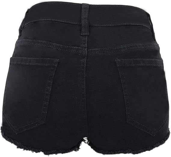 Sentao Donna Vintage Vita Alta Jeans Shorts Pantaloncini Corti Strappati  Denim Shorts (Nero, Asia 2XL) : Amazon.it: Abbigliamento