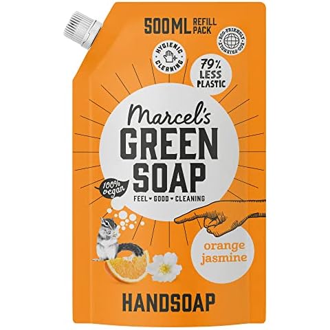 Marcel's Green Soap - Hand Soap Refill Orange & Jasmine - Handwash Dispenser Refill - 100% Eco friendly - 100% Vegan - 97% Biodegradable - 500 ML Cover