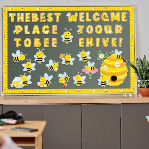 Image of Bee Bulletin Board Decorations Set Bumble Bee Classroom Decoration Sunflower Hive Cutouts Cutouts for Spring Summer Office Classroom Home Wall Decor