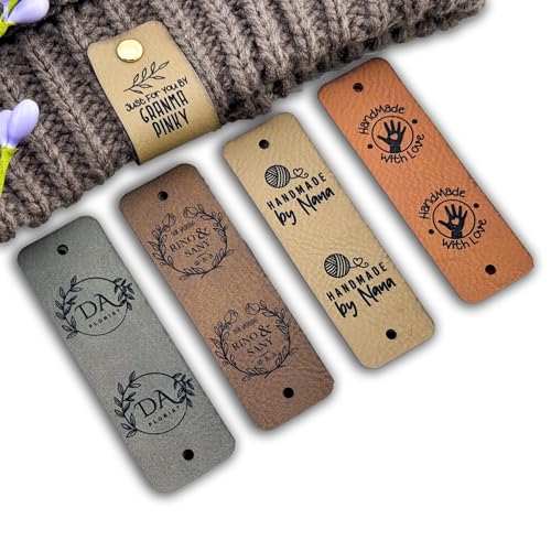 Customized Faux Leather Knitting Labels with...