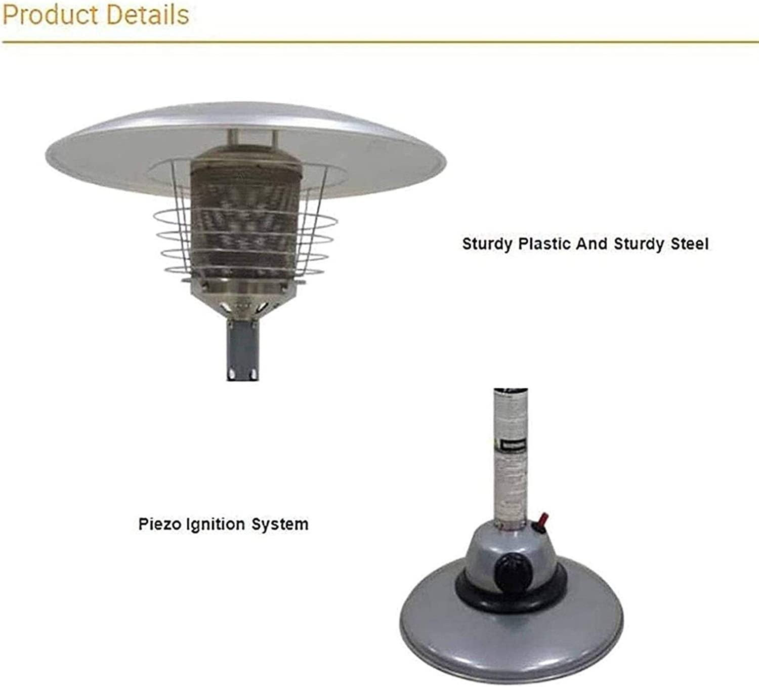Riscaldatore per patio da tavolo, mini riscaldatore per patio a propano moderno in acciaio con ombrellone, riscaldatore per patio Comfort da giardino