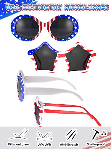 Xuhal 50 Pairs American Flag Sunglasses 4th of July Decoration Patriotic Sunglasses Bulk Star Oval Shaped USA Glasses for Independence Day Men Women Adult Teen Red White and Blue Party Favor Supplies2