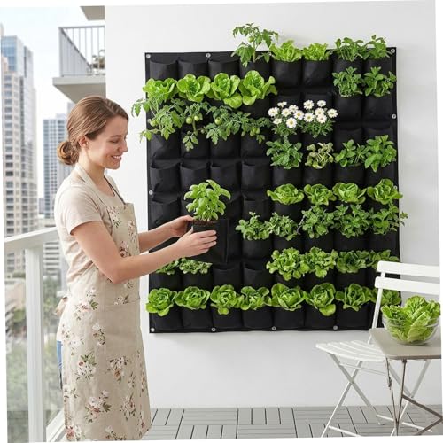 Maceta vertical de pared para optimizar espacio con 64 bolsillos 7