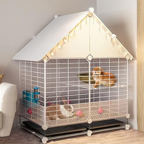 Cage pour lapins d'intérieur anti-éclaboussures avec plateau amovible