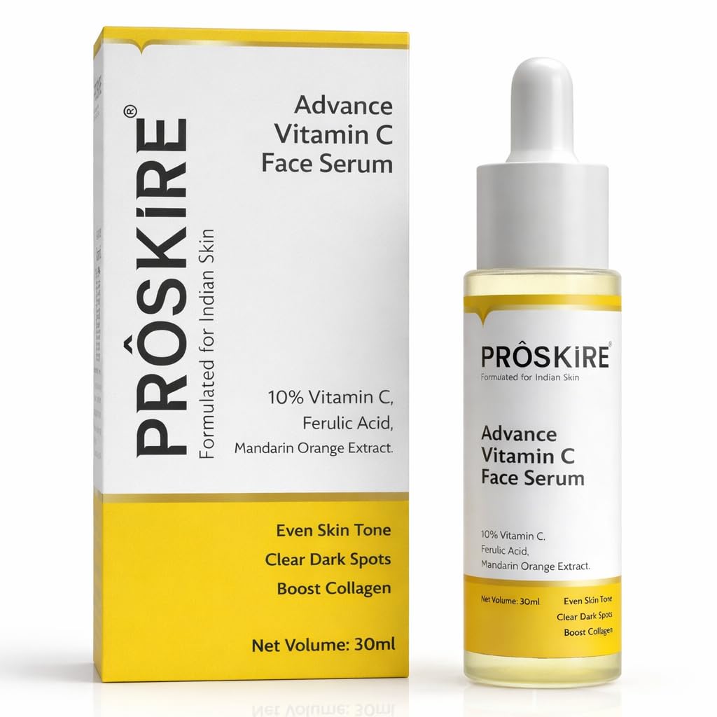Pro-skire Advance 10% Vitamin C Face Serum with Ferulic & Mandarin Extract, Brightening, Dark Spot & Anti-Pigmentation Serum for All Skin Types – 30ml