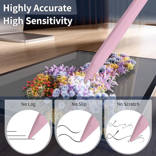 Image of 2-in-1 Pencil for Apple iPad, Stylus Pen for iPad, Stylus Pen for Touchscreen Suitable for iPad /iPhone /Samsung /Android Smartphone and Tablets, Compatible with All Touchscreen (Pink)