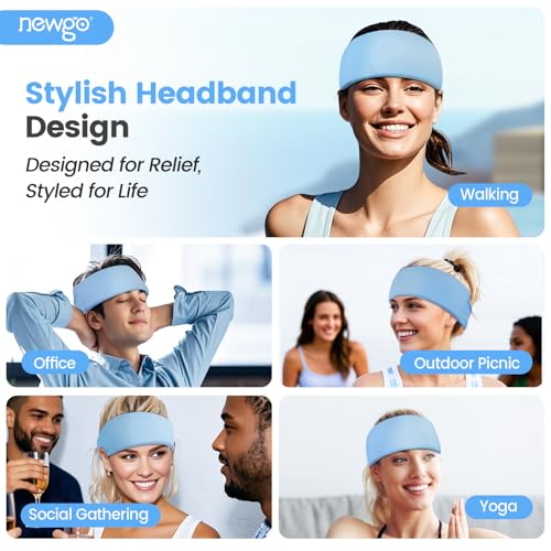 Image of NEWGO Head Ice Pack Wrap, Reusable Gel Ice Pack for Migraine | Hot and Cold Therapy, Ice Wrap for Headache, Hangover, Stress & Tension Soothing Relief