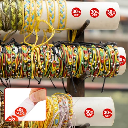 Tinoaly 1000uds Pegatinas de 30% Descuento, Pegatinas Redondas de 25mm Autoadhesivas 30 Porciento Descuento Etiquetas Promoción Prácticas Venta para Tiendas Minoristas Supermercados (Rojo) - imagen 5