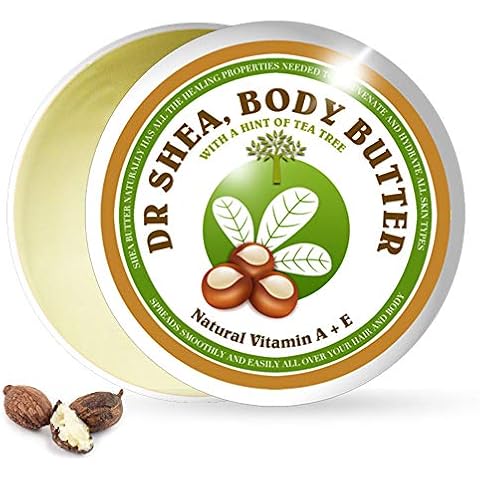 Tea Tree Body Butter - Dr Shea -Triple Moisturizer - 100% Vegan - Tattoo Healing - Dry Skin - Organic Lip Balm - Women Men Baby Safe - Hair Lotion - Face Cream Cover