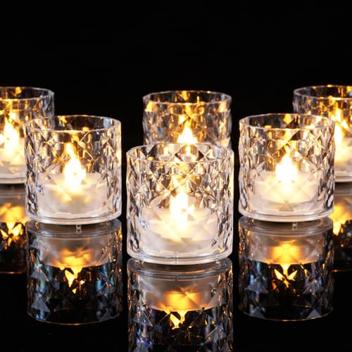 Homemory 2" Clear Acrylic Votive Candle & Holders with Auto Timer, 12 Pack by Homemory - Used condition - US$24.83
