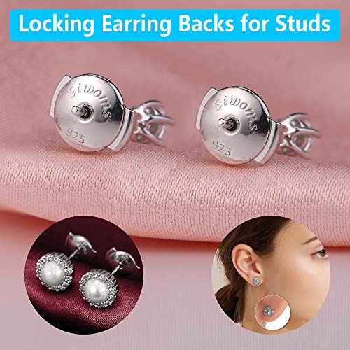 2-Pairs Silver Locking Earring Backs Secure For Diamond Studs, Hypoallergenic Replacements Earring Backings For Notched Post (7Mm) #TOP1