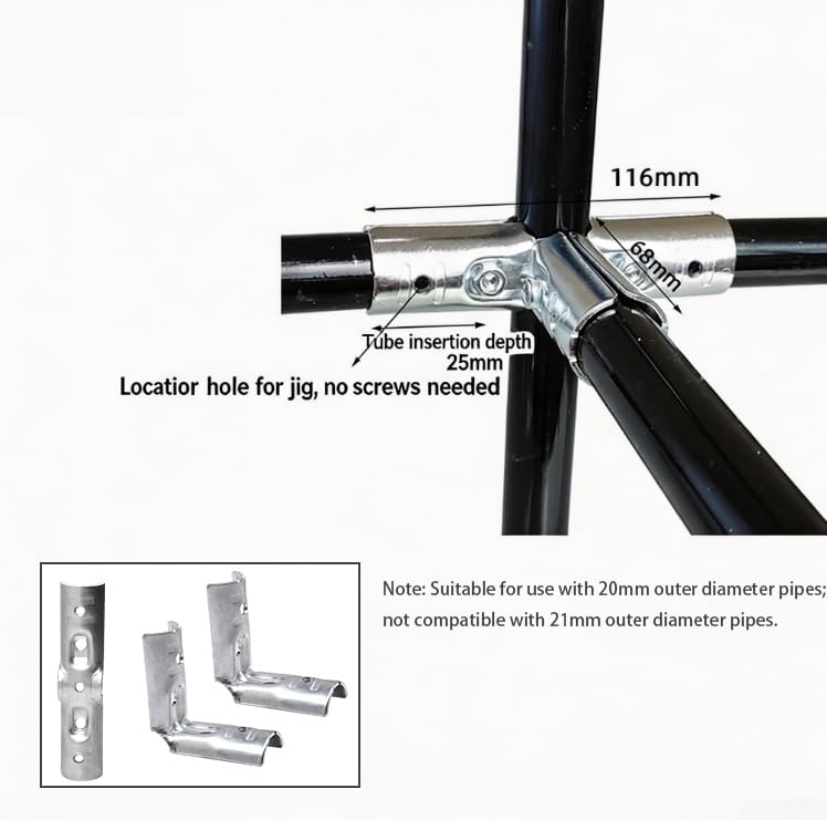 Tubo galvanizado en T, 25 mm, marco de acero, tubo galvanizado, conector en