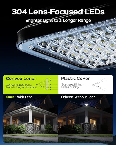 JACKYLED Solar Lights for Outside, 304 LED 8500K Motion Sensor Outdoor Light, 4 Adjustable Heads 3 Mode Solar Flood Lights, IP65 Waterproof LED Security Lights for Yard Patio Wall (2 Pack) - Image 6
