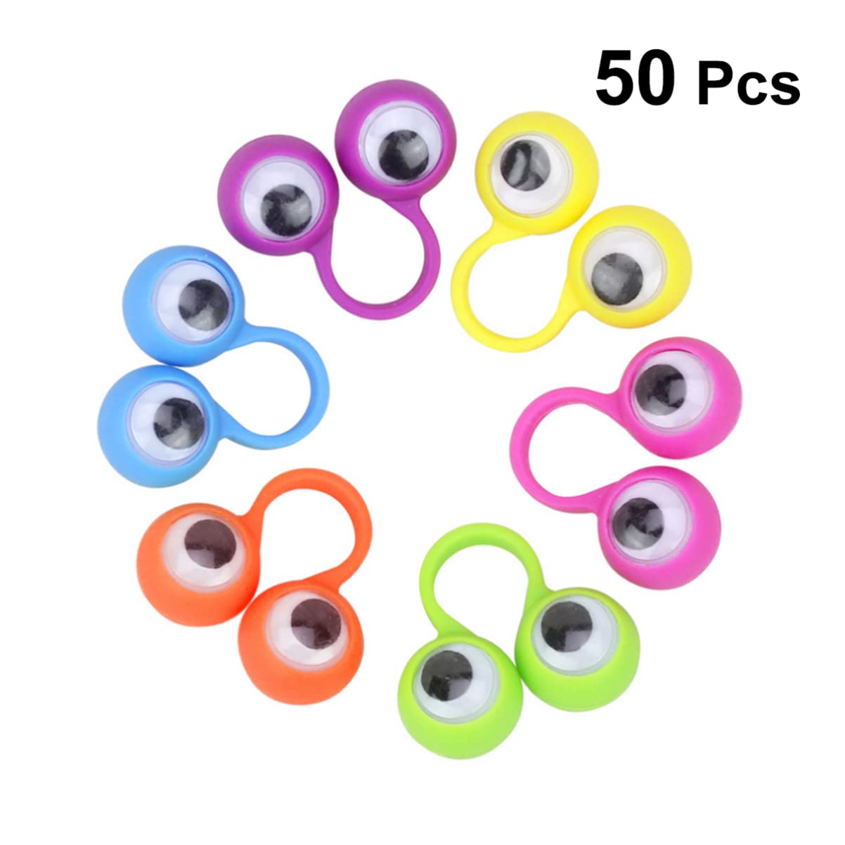 HEALLILY Classroom Reward 50Pcs Eye Finger Puppets, Googly Eye Rings Finger Educational Toy, Funny Wiggly Eyeball Finger Puppets for Kids Children (Random Color) Monster Finger Puppet - Image 2