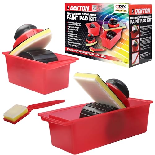 Dekton 7pc Painting Kit - Ideal For Painting Any Room Quickly Easily Ergonomic Design & Comfortable Grip | Includes 9 Rectangular Paint Pad Tray 5.5 Pointed Paint Pad Tray 2x Ergonomic Handles