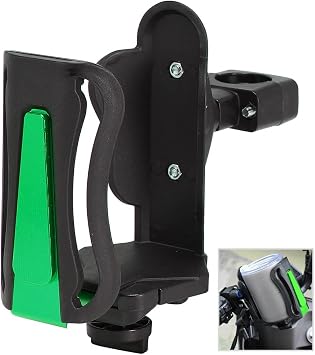 Universal Motorcycle Water Bottle Holder, Size Adjustable for 2.68-3.94 Diameter Bottles Motorcycle Cup Holder, Bicycle Drink Cage for Handlebar & Frame fit Scooter, Stroller, ATV, UTV, Green