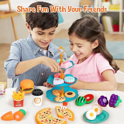 Image of Kids Picnic Basket, Toy Food for Toddlers 1-3, Play Food Sets for Kids Kitchen Role Playset with Carry Case Fake Food Fruit Play Kitchen Accessories, Birthday for Toddler Girls Boys