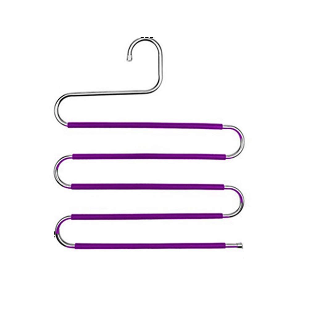 MOBYGKFY 5 layers S Shape Clothes Hangers Pants Storage Hangers Cloth Rack Multilayer Storage Closet Organizer Clothes drying hanger(Argento)