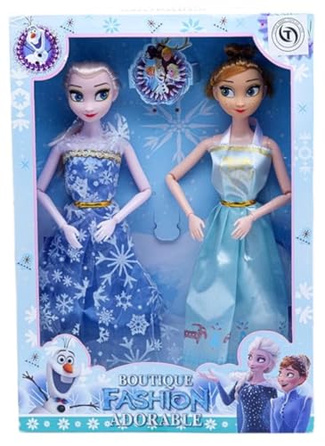 مجموعة دمى الأميرة إلسا وآنا فروزن للبنات من توي بوكس، 30 × 15 × 10 سم، أبيض
