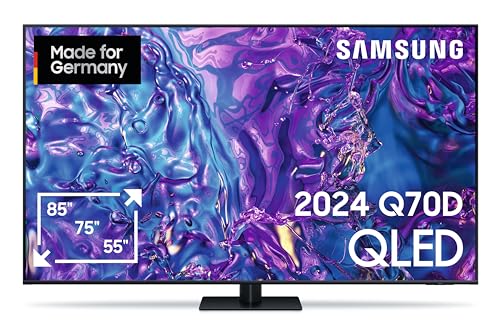 Samsung QLED 4K Q70D Fernseher 55 Zoll, Samsung TV mit AI Quantum Prozessor 4K, 4K AI Upscaling, Samsung Tizen OS, Motion Xcelerator 120 Hz, Smart TV, KI TV, GQ55Q70DATXZG, Deutsches Modell [2024]