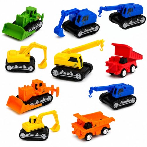 Image of FunBlast Pull Back Vehicles Toy Cars Playset - Set of 10, Construction Mini Power Friction Trucks for 3+ Years Old Kids (Pack of 10)