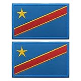EmWoot 2 parches de bandera del Congo bordados moral militares tácticos con gancho y bucle