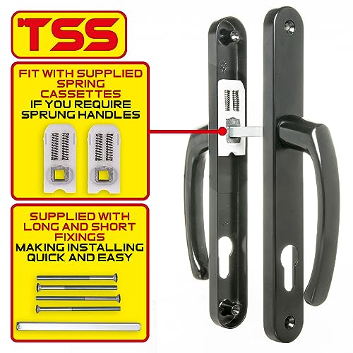 TSS UPVC Door Handle Set in Anthracite Grey, 92mm PZ (Centres), Lever/Lever, Screw to Screw 210mm with Backplate 242mm x 34mm - Image 4