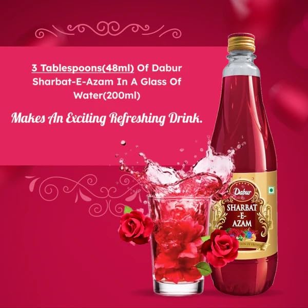 Image of Dabur Sharbat-E-Azam, 750 ml | Traditional Refreshing Summer Sharbat for Beverages, Milkshakes, Mocktails & Desserts. (Pack of 2)
