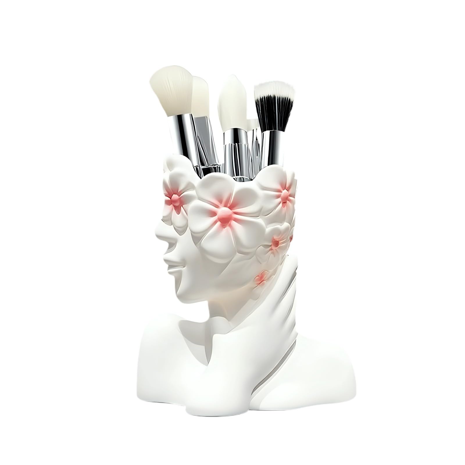 TFAOYS Artistic Side Face Designs Cosmetic Brush Holder for Organized Makeup Tool Storage with Resin Construction Cosmetic Brush Holder