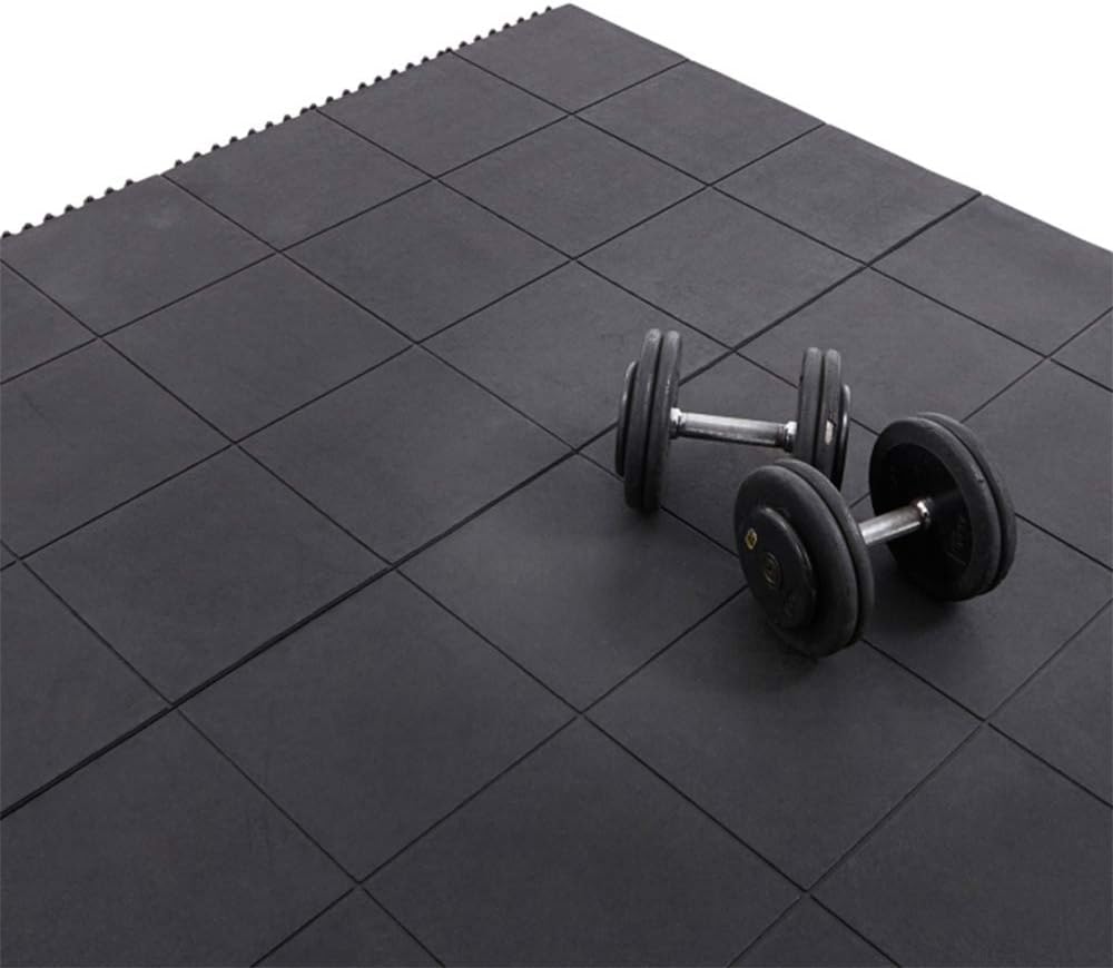 BiGDUG Rubber Interlocking Gym Flooring Mat - Home Exercise Cushioned Floor Tile - 91cm x 91cm per mat