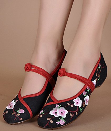 Icegrey vrouwen pruim bloesem geborduurd wandelen platte schoenen - Image 3