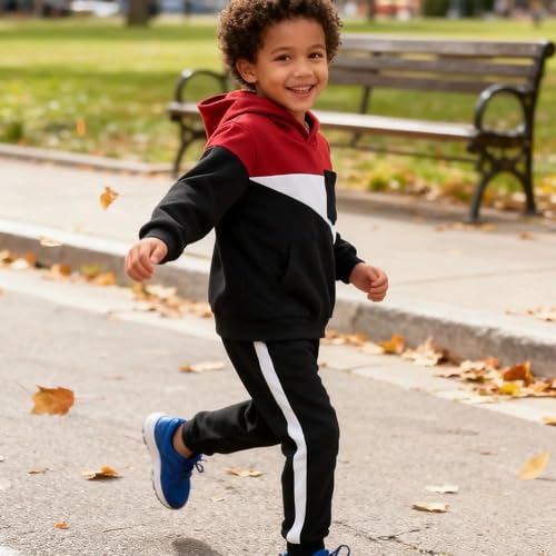 Image of 2-6T Toddler Baby Boy Clothes Color Blocking Hoodies + Pants Fall Winter Outfits