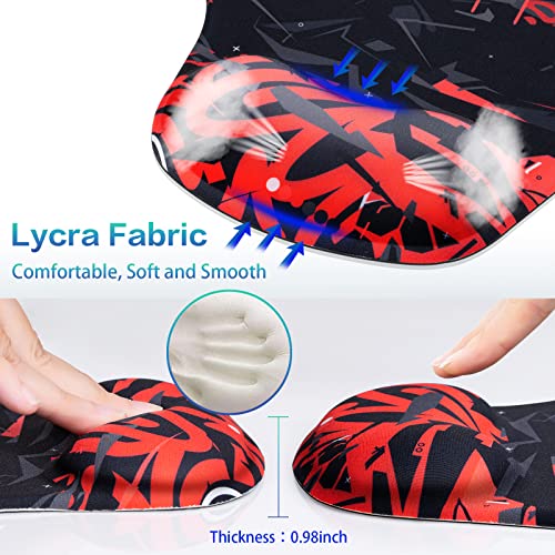 Canjoy [30% Larger] Mouse Pad With Wrist Support, Ergonomic Mouse Wrist Pad Superfine Fibre Memory Foam Mousepad With Non-Slip Base For Pain Relief From Home Office Working (Black Red) #TOP4