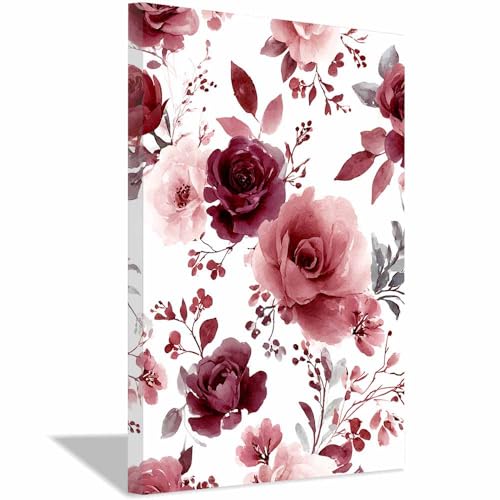 Poster mural roses roses bordeaux avec cadre haut de gamme 40x60