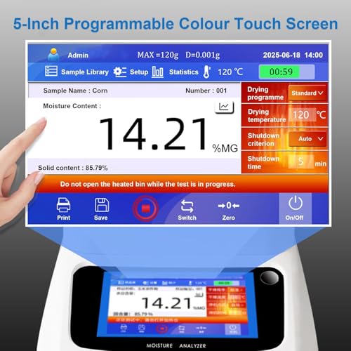 Humidimètre portable pour analyseur halogène, lisibilité de 0,01 %, 3 modes de séchage, 3 options d'arrêt, plage de température 40-230 °C, idéal pour un test rapide dans les aliments et les plantes