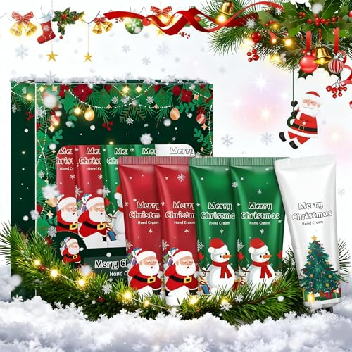 Noxgule Crema de Manos Regalo, Crema Manos Navidad, Crema manos Reparadora, crema Navidad, Nutre, Hidrata, Previene la Sequedad y el Agrietamiento, para Mujeres Hombres, 5 Piezas