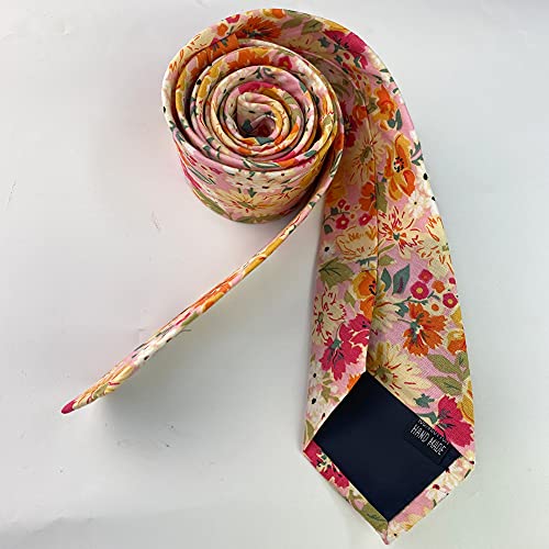Image of Mantieqingway Floral Ties for Men Skinny Cotton Tie Flower Necktie