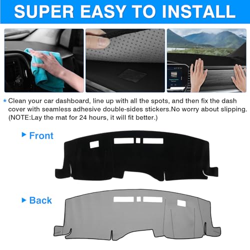Image of Autorder Dashboard Cover Mat for 2022-2025 2026 Chevy Chevrolet Silverado /GMC Sierra 1500 2500HD 3500HD Accessories Dash Cover Upgrade Velvet Dash Mat Sunshade Glare UV Rays Protector (Without HUD)