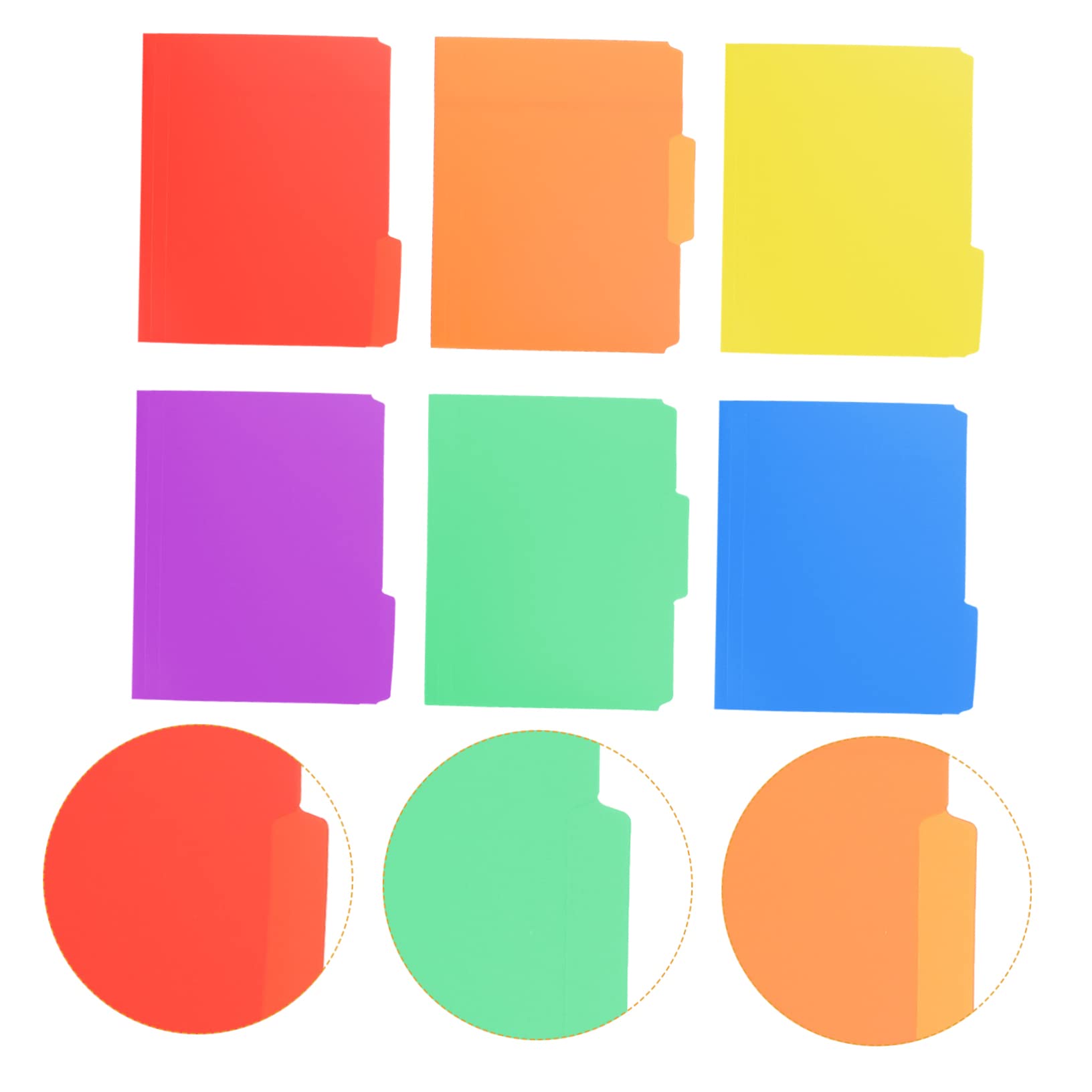 Uonlytech 5 Ensembles Lot De Dossiers Plastique Colorés Classeur Et Pratique Pour Bureau École Et Organisation De Documents 6 Pièces * 5