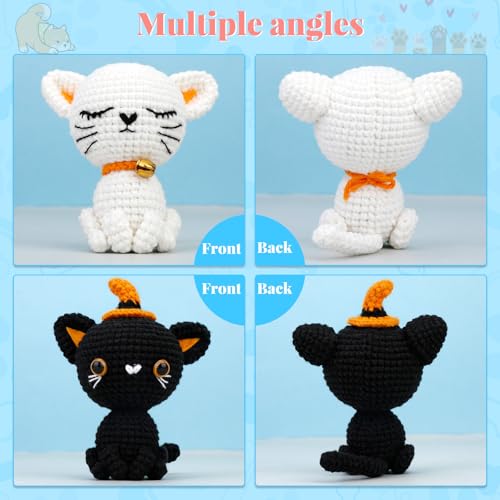 Image of Pnytty 2Pcs Cat Crochet Starters Kits for Adult, Crochet Kit for Beginners