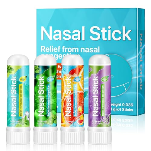 Encuryna Nasal Stick 4 Stück Tragbare Inhalierstift für Die Nase Sofortige Erleichterung bei Einer Verstopften Nase und Leichtes Atmen mit Erfrischendem Kühlem Gefühl für Arbeit Studium oder Reisen