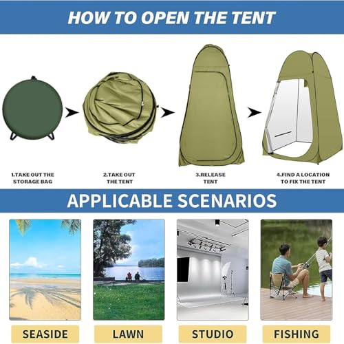 Image of Leosportz Pop Up Tent for Camping - Dress Changing Tents Portable for Men and Women | Camping Bathroom Toilet Pop Up Tent with Full Privecy (Green)