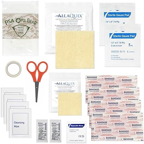 Scout Stop Bleeding Quick Kit: Compact Medical First Aid Kit (IFAK) with AllaQuix Hemostatic Gauze