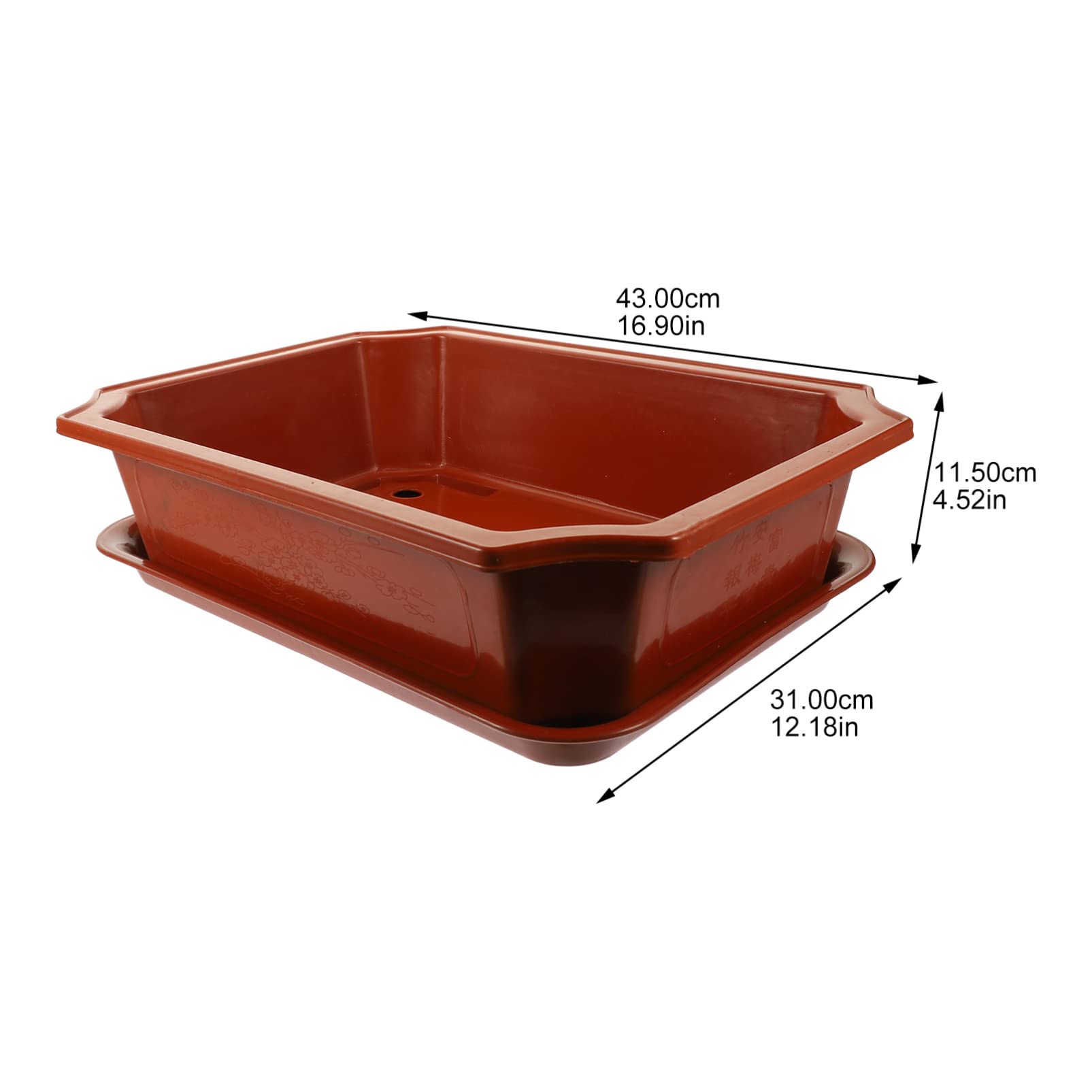 Trwała plastikowa owalna donica z otworami drenażowymi 44,5 x 30 x 17 cm – idealna do bonsai ogrodnictwa wewnątrz i na zewnątrz, wszechstronna doniczka do uprawy w domu i ogrodzie